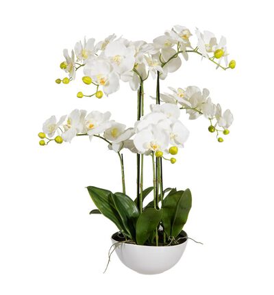 Kunstig hvit orkide XL